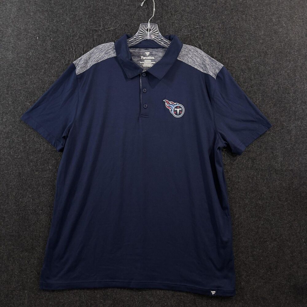 Tennessee Titans Polo Shirt Men's XL Navy Blue Gray NFL Football Golf Fanatics